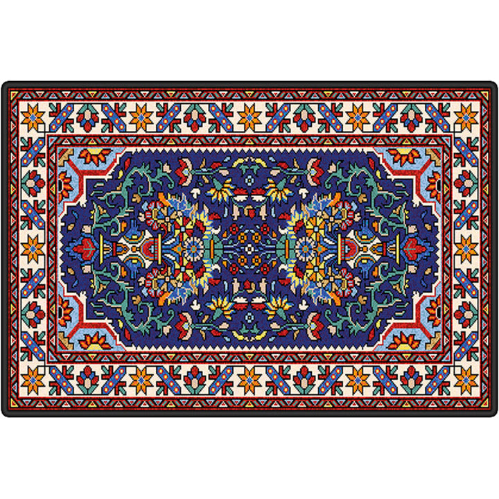 Persian tribal patterned rug Multicolored polyester rug Stain resistant Pet friendly Non-slip back Rug for the bedroom | Bowlift