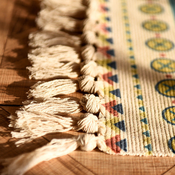 BowLift | Minimalist Cotton and Linen Tassel Woven Floor Mat
