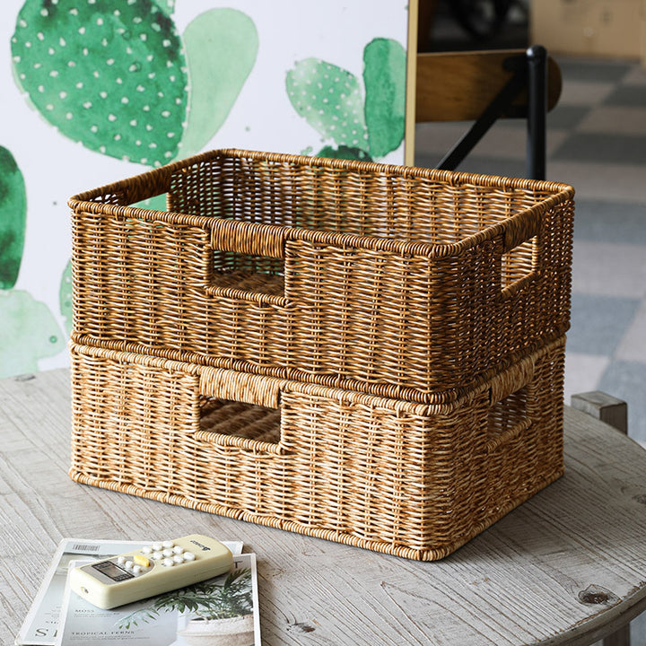Handcrafted Rectangular Wicker Storage Bin Bowlift