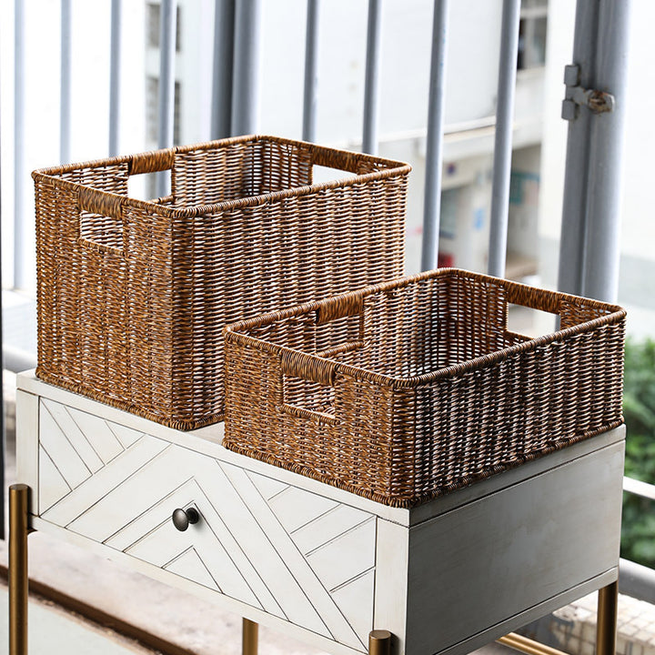 Handcrafted Rectangular Wicker Storage Bin Bowlift
