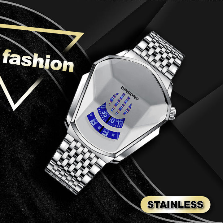Men's Diamond-Style Quartz Watch with Creative Second Hand