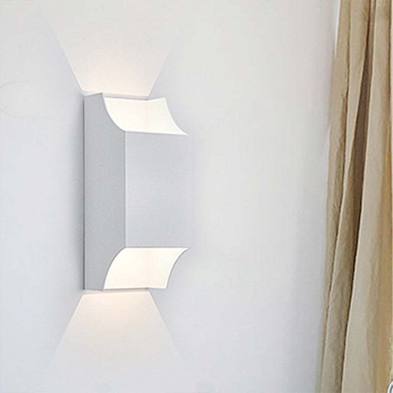 BowLift | 1 Light Bedroom Up and Down LED Wall Lamp with Geometric Metal Shade Black/Grey/White Wall Mount Light