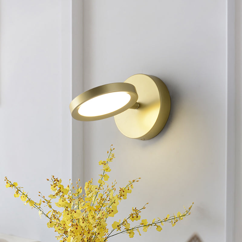 BowLift | Modernist LED Wall Light with Metal Shade Black/Gold Round Wall Mounted Light