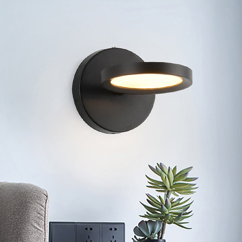 BowLift | Modernist LED Wall Light with Metal Shade Black/Gold Round Wall Mounted Light
