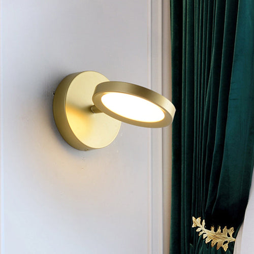 BowLift | Modernist LED Wall Light with Metal Shade Black/Gold Round Wall Mounted Light