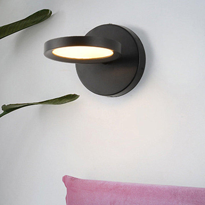 BowLift | Modernist LED Wall Light with Metal Shade Black/Gold Round Wall Mounted Light