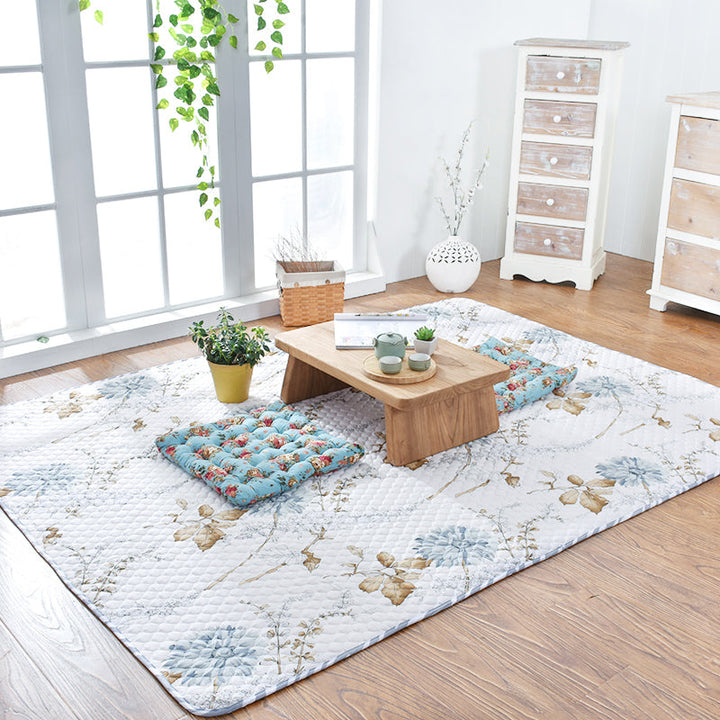 BowLift | Aesthetics Botanic Carpet Multi-Color Nordic Carpet Cotton Machine Wash Padded Quilt Carpet