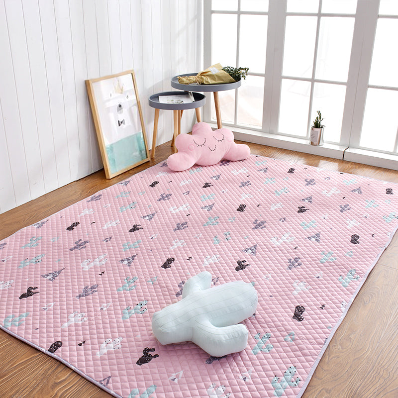 BowLift | Aesthetics Botanic Carpet Multi-Color Nordic Carpet Cotton Machine Wash Padded Quilt Carpet