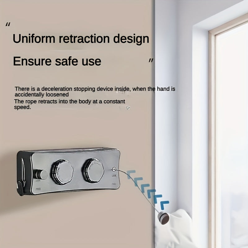 Retractable Double-Line Stainless Steel Clothesline with 5.1 m Drying Space