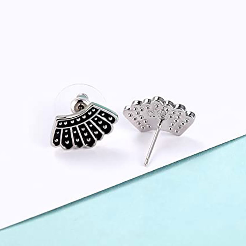 Elegant Gold and Black Fan-Shaped Earrings Bowlift