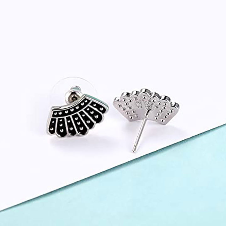 Elegant Gold and Black Fan-Shaped Earrings Bowlift