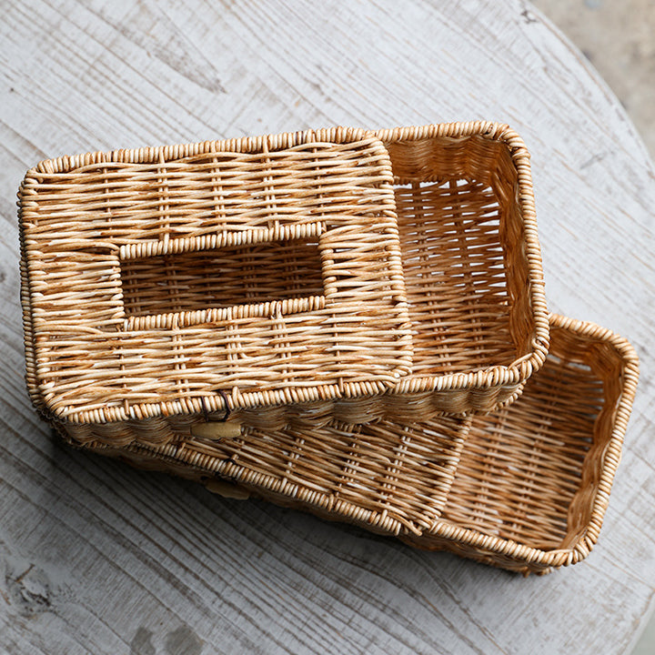 Handmade Wicker Storage Box with Lid Bowlift