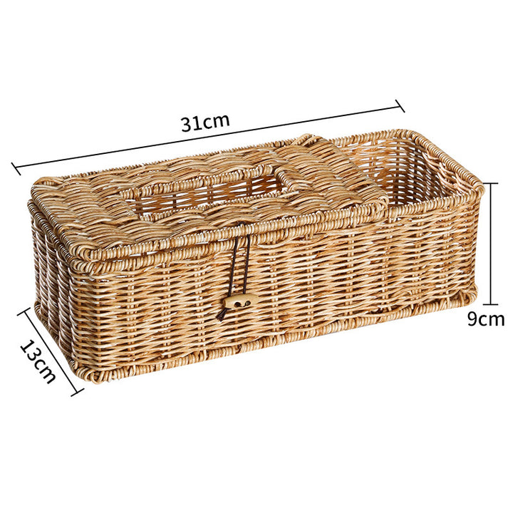 Handmade Wicker Storage Box with Lid Bowlift