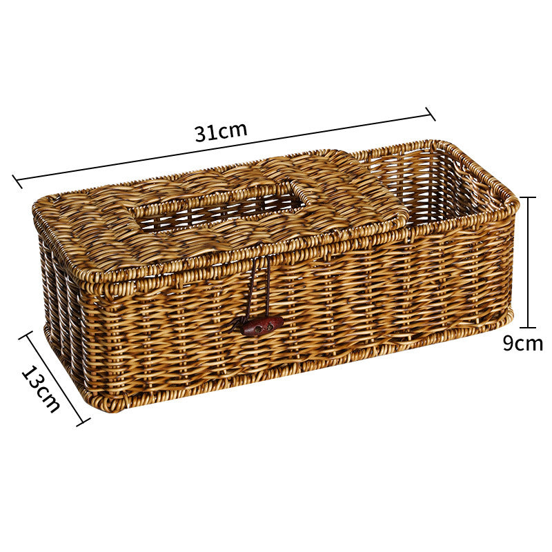 Handmade Wicker Storage Box with Lid Bowlift
