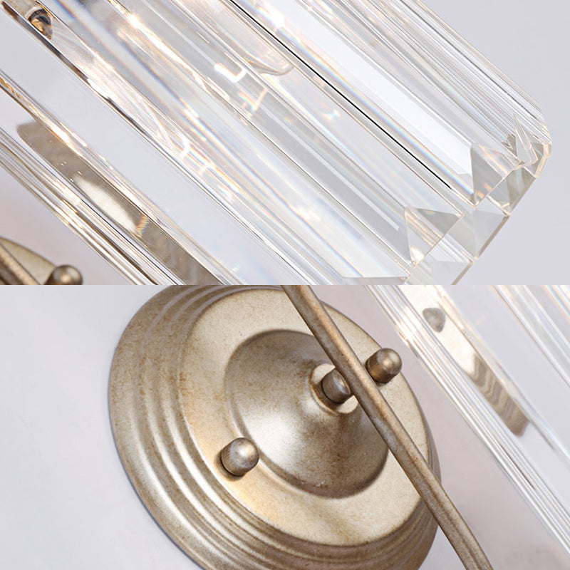 BowLift | Prismatic Crystal Cylinder Wall Light Modern 1 Light Gold/Black Wall Mount Light