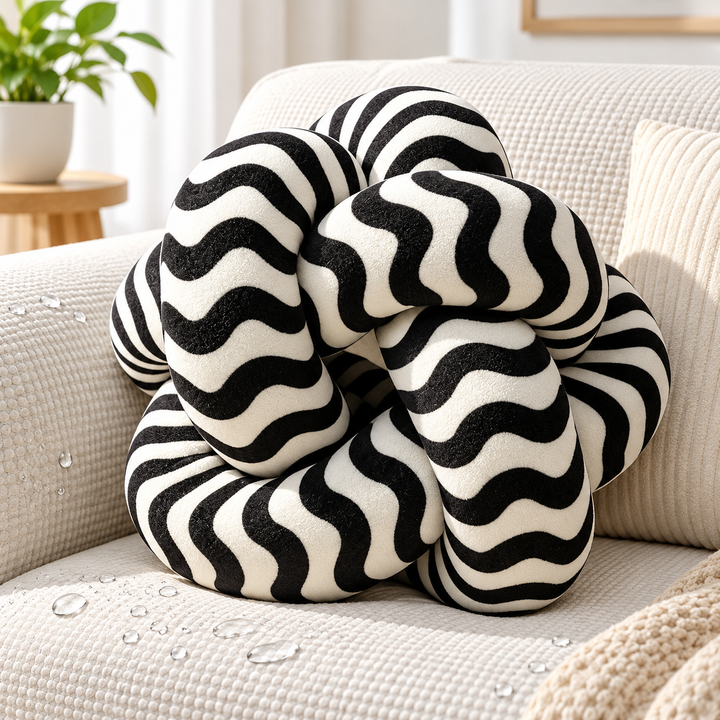 Sculptural Wave-Pattern Knot Throw Pillow Bowlift