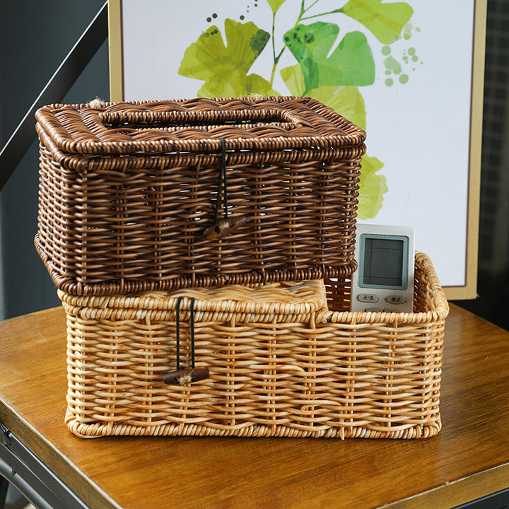 Handmade Wicker Storage Box with Lid Bowlift