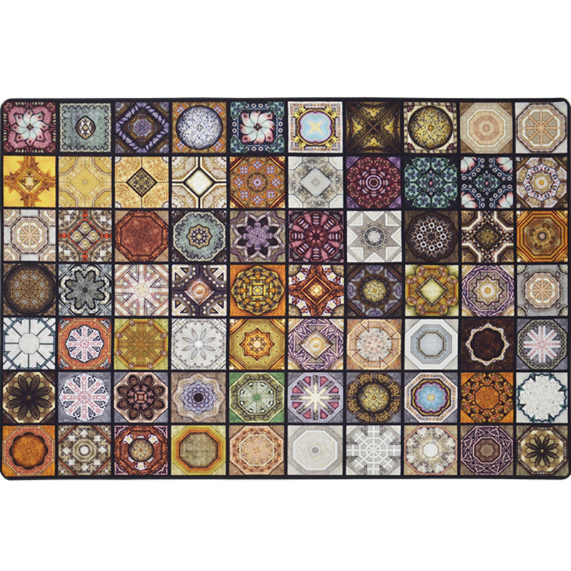 BowLift | Chic Multicolor Moroccan Carpet Polypropylene Mosaic Rug Non-Slip Back Machine Washable Stain Resistant Rug for Entrance Area