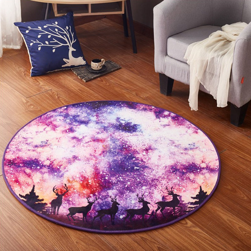 BowLift | Modern 3D Space Print Carpet Multicolored Polypropylene Rug Non-Slip Backing Pet-Friendly Rug for the Room
