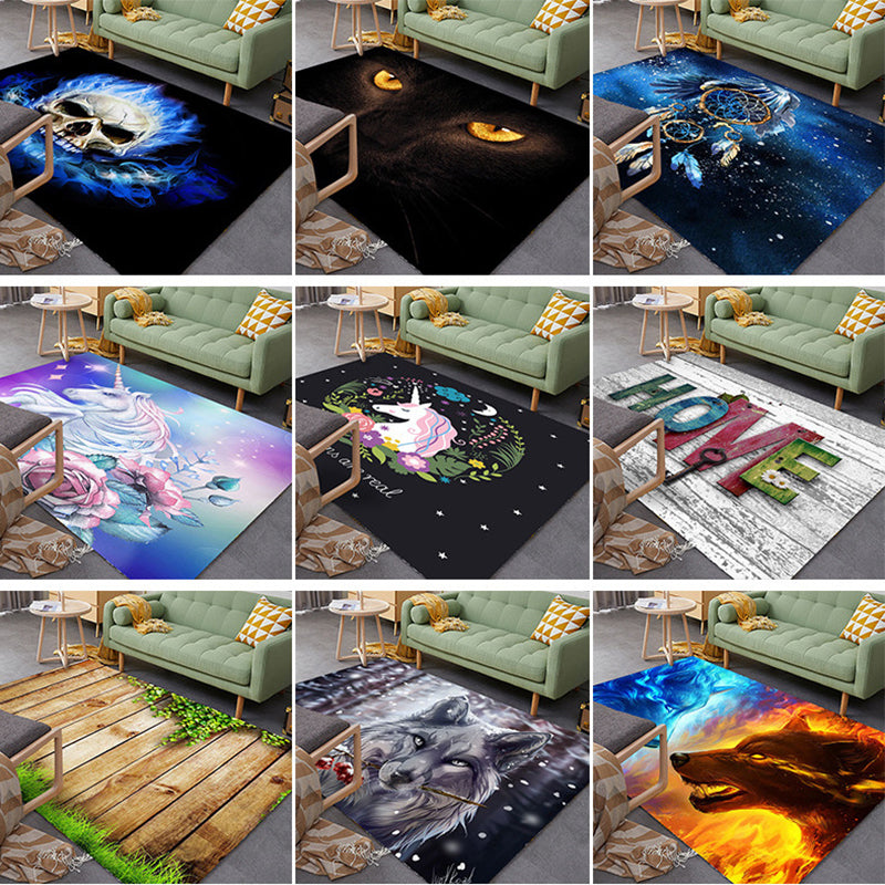 BowLift | Colorful Relaxation Area Rug Cotton Blend Cartoon Pattern Indoor Rug Machine Washable Non-Slip Rug for Décor