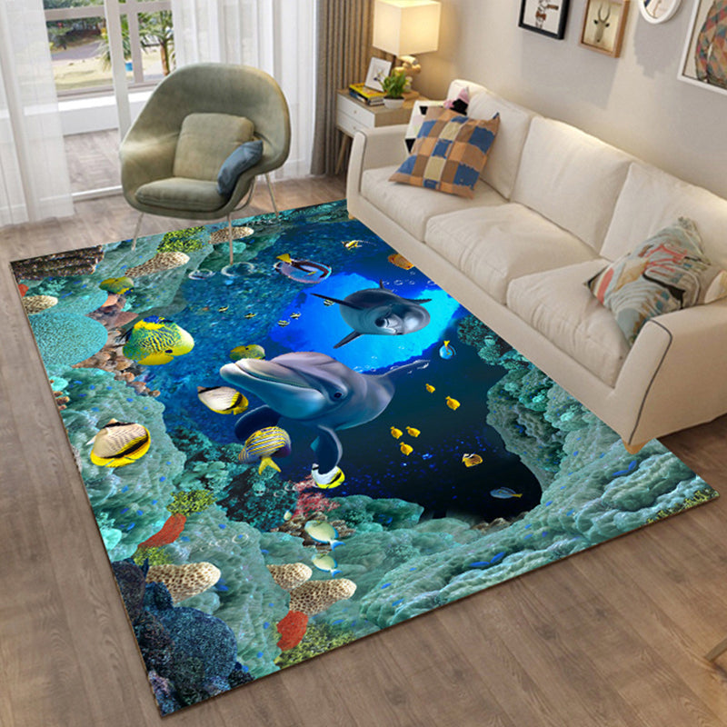 BowLift | Colorful Relaxation Area Rug Cotton Blend Cartoon Pattern Indoor Rug Machine Washable Non-Slip Rug for Décor