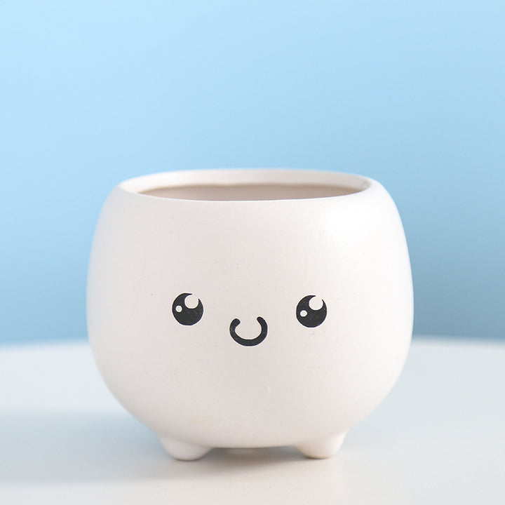 Cute Smiling Ceramic Planter Bowlift