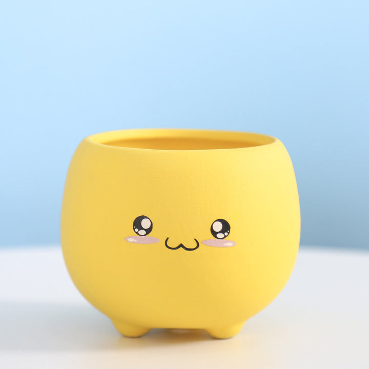 Cute Smiling Ceramic Planter Bowlift