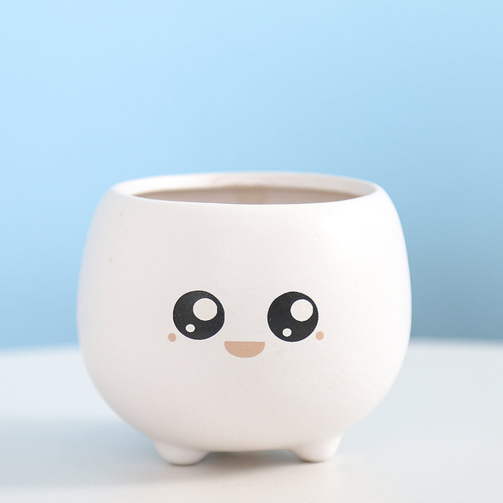 Cute Smiling Ceramic Planter Bowlift