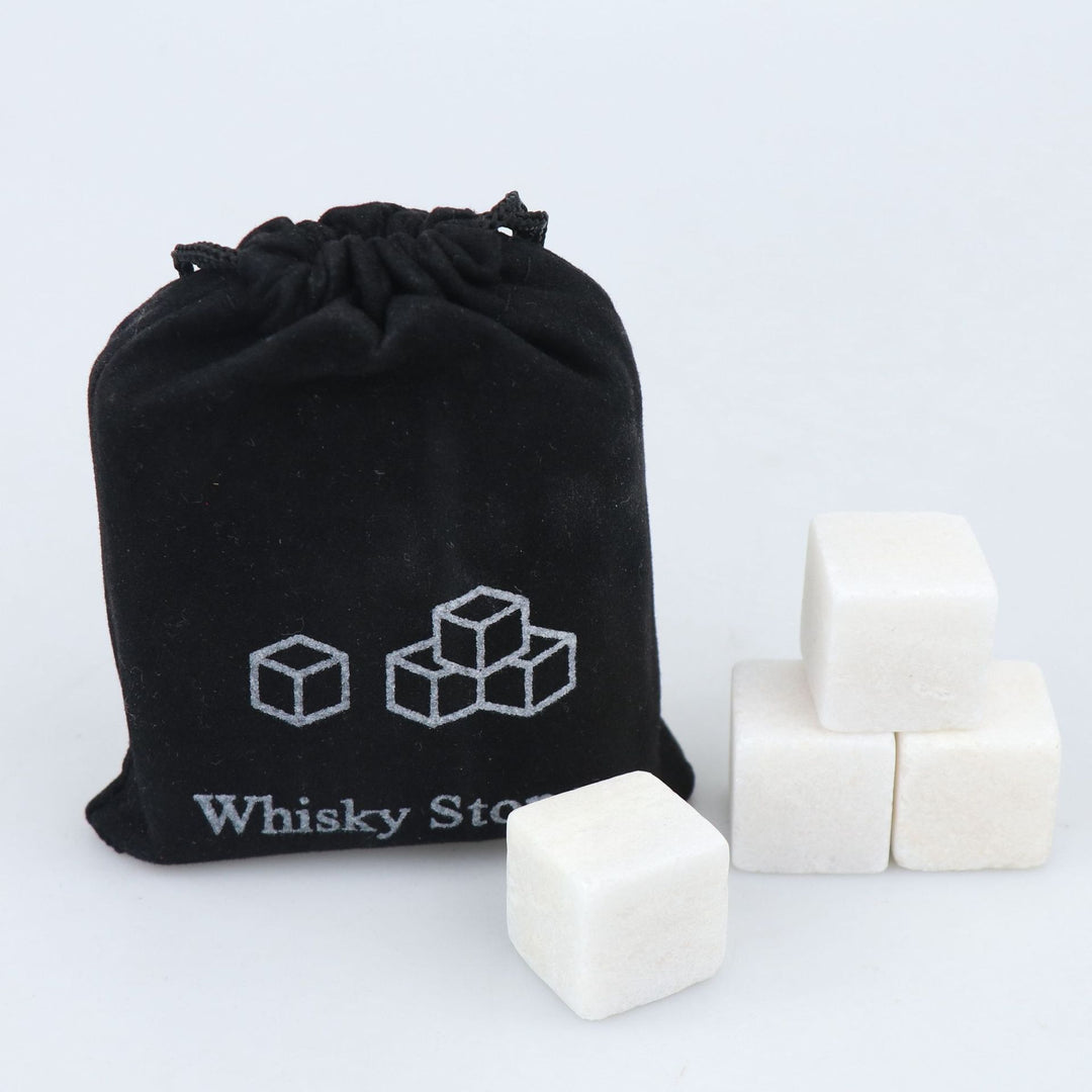Soapstone Whiskey Chilling Cubes with Velvet Drawstring Pouch Bowlift
