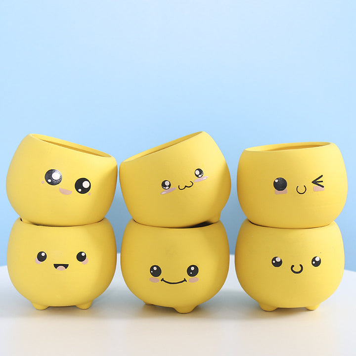 Cute Smiling Ceramic Planter Bowlift