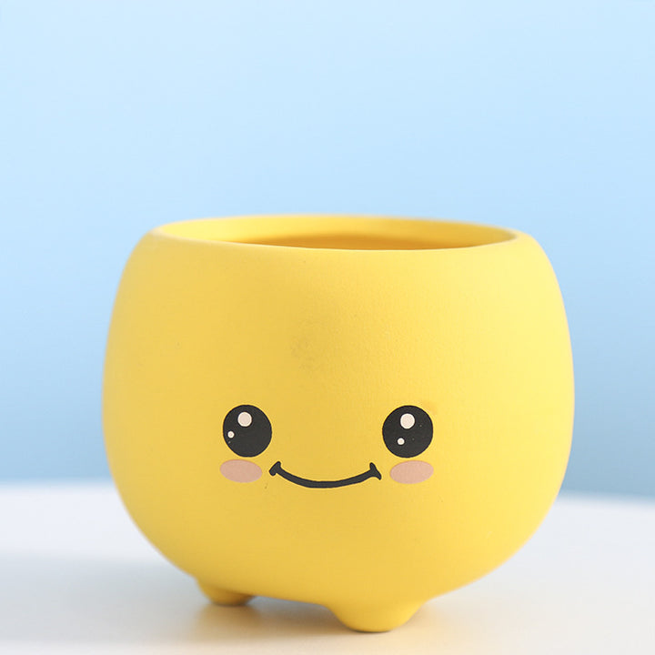 Cute Smiling Ceramic Planter Bowlift