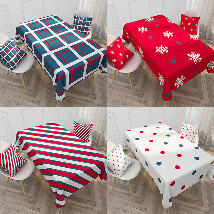 Festive Rectangular Tablecloth with Holiday Prints