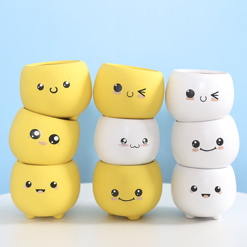 Cute Smiling Ceramic Planter Bowlift