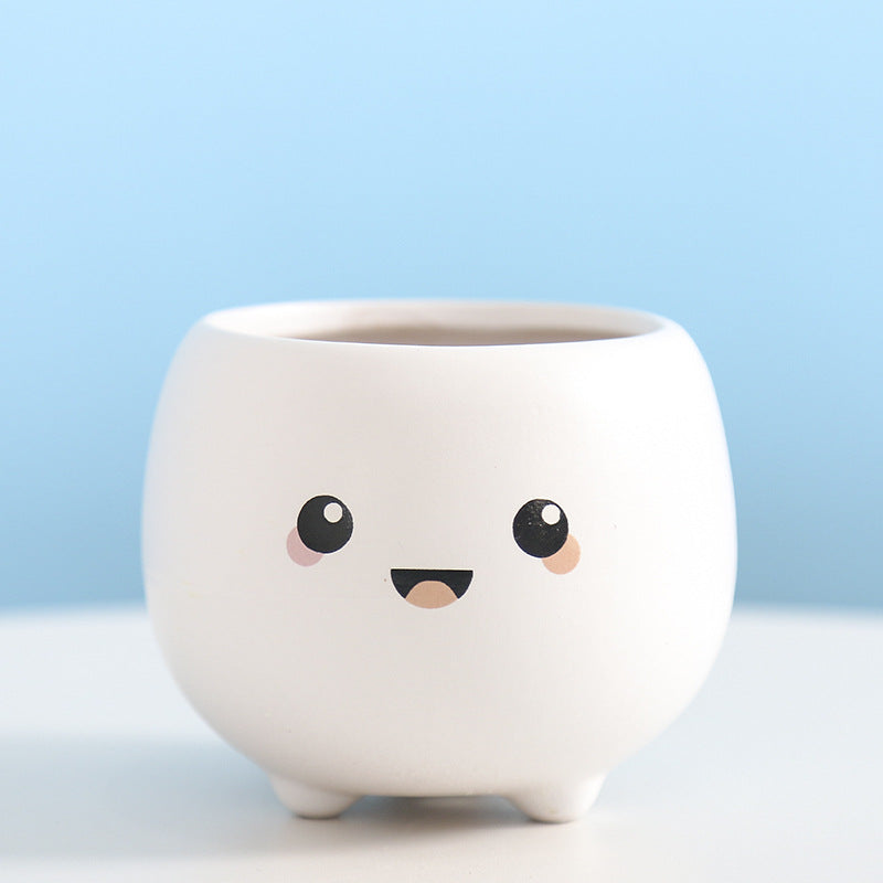 Cute Smiling Ceramic Planter Bowlift