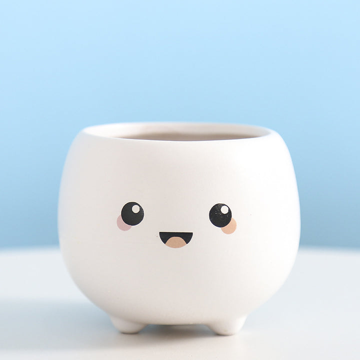 Cute Smiling Ceramic Planter Bowlift