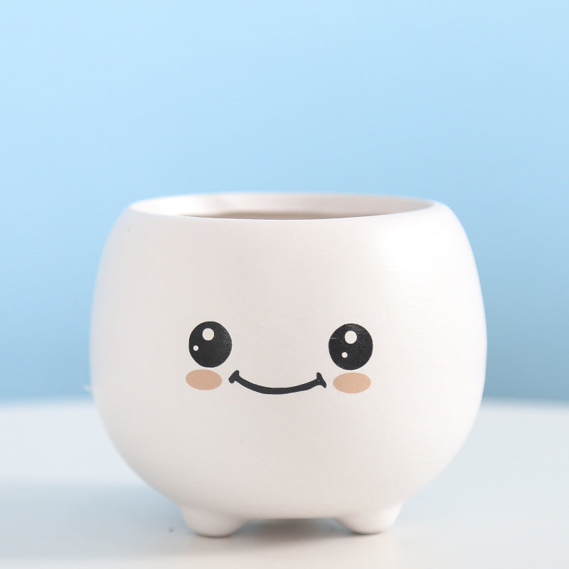 Cute Smiling Ceramic Planter Bowlift