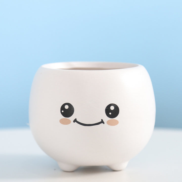 Cute Smiling Ceramic Planter Bowlift