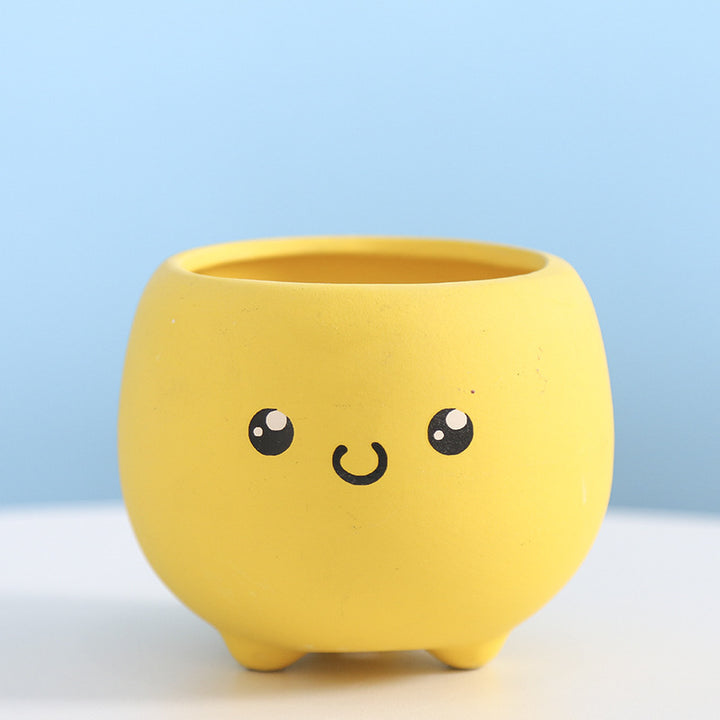 Cute Smiling Ceramic Planter Bowlift