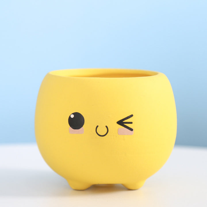 Cute Smiling Ceramic Planter Bowlift