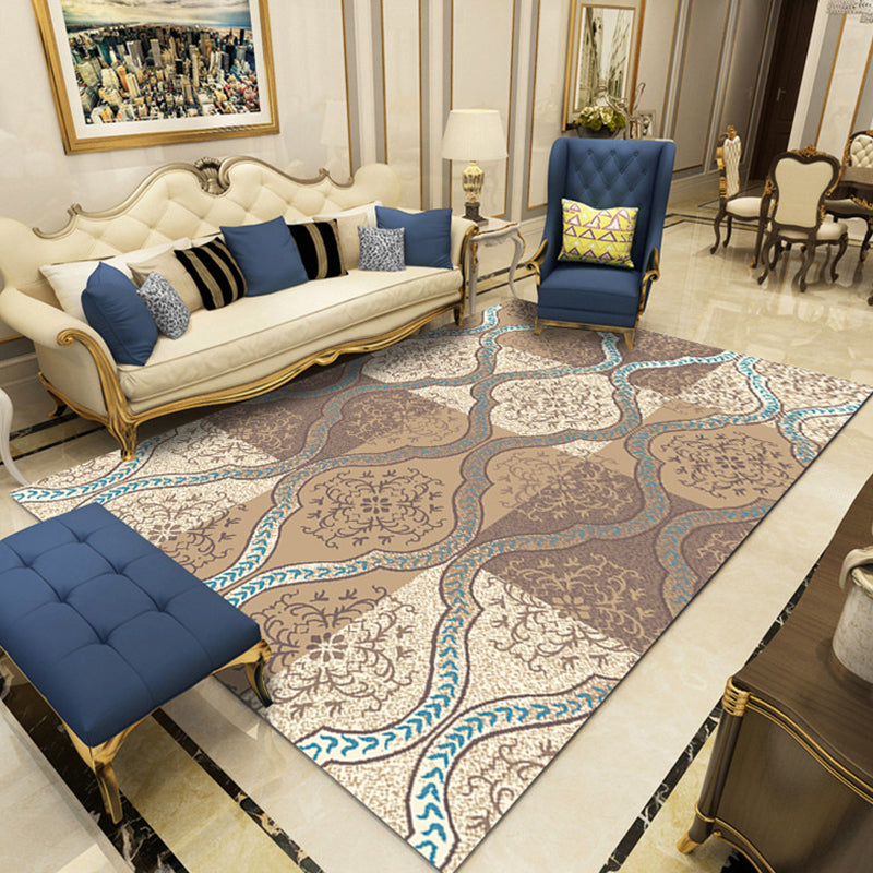 BowLift | Indian Living Room Rug Multicolored Geometric Pattern Indoor Rug Polyester Pet Friendly Washable Rug