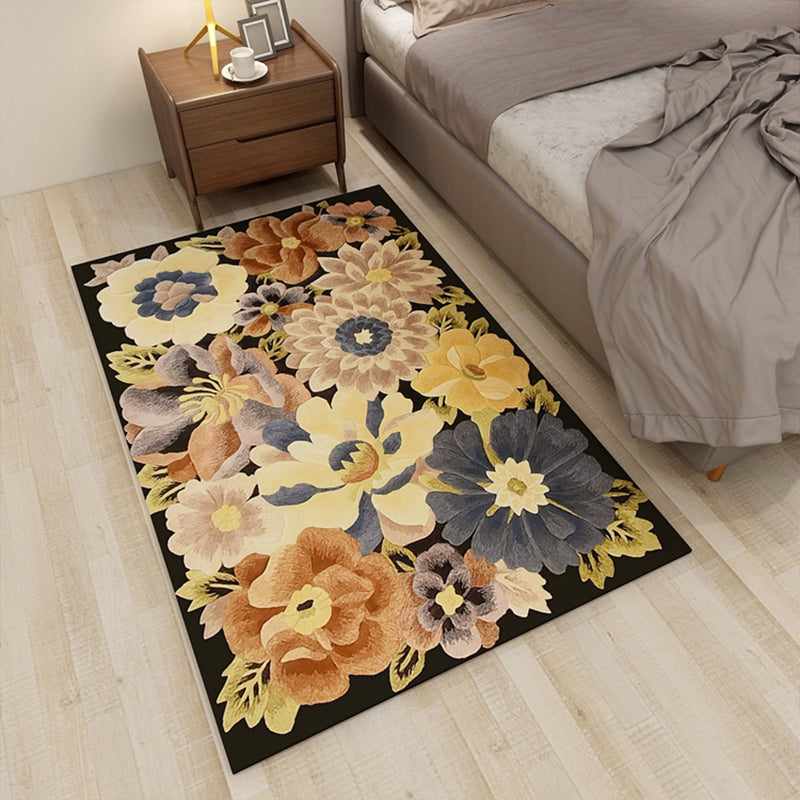 BowLift | Americana Floral Pattern Rug Multicolored Polypropylene Area Rug Pet Friendly Machine Washable Indoor Rug for Living Room
