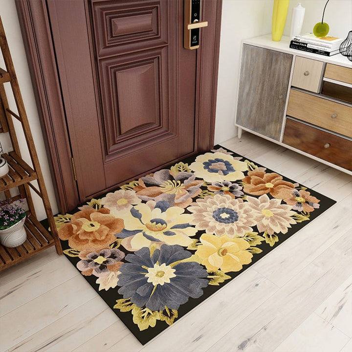 BowLift | Americana Floral Pattern Rug Multicolored Polypropylene Area Rug Pet Friendly Machine Washable Indoor Rug for Living Room