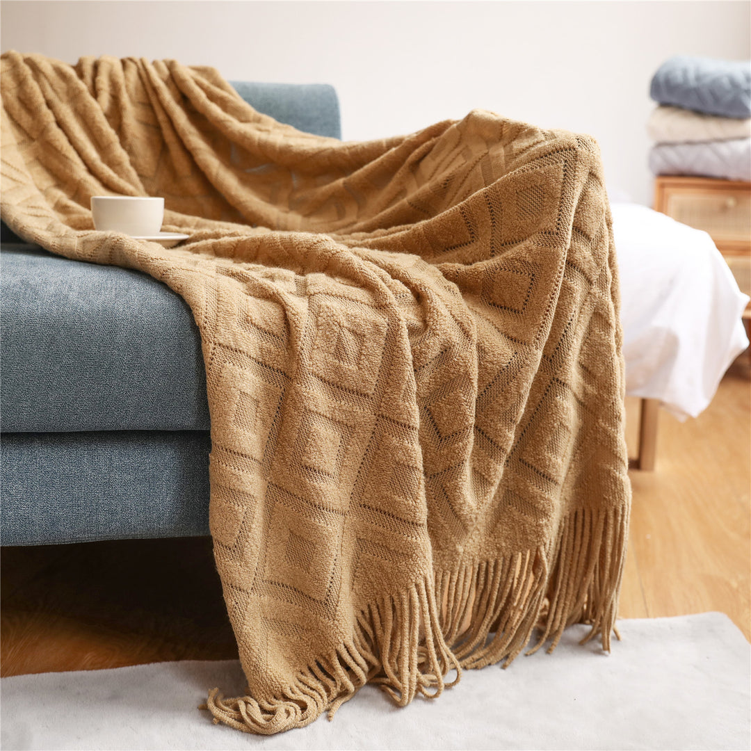 Women's Elegant Knit Blanket with Graphic Pattern Bowlift