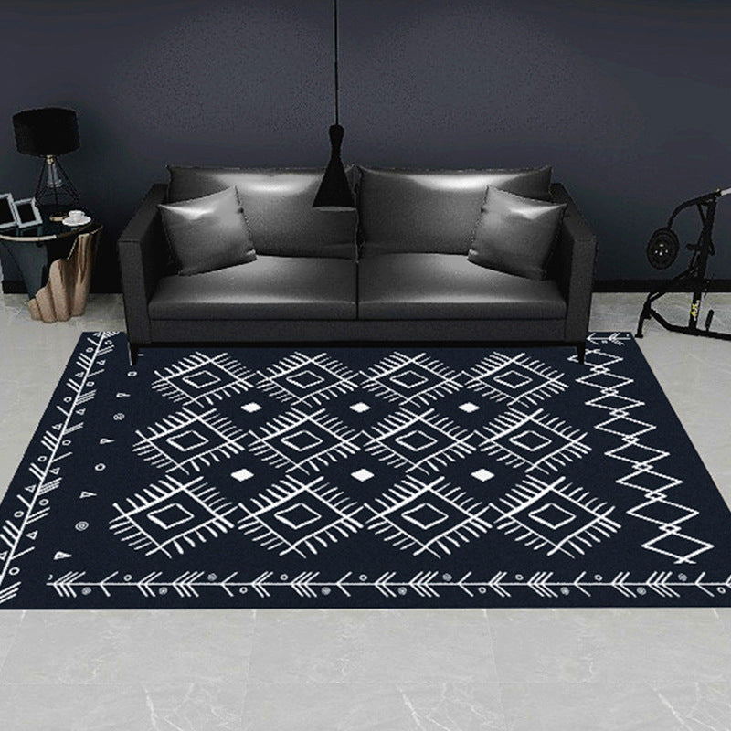 BowLift | Modern geometric patterned rug multicolored polyester carpet anti-slip backing pet-friendly indoor rug for living room