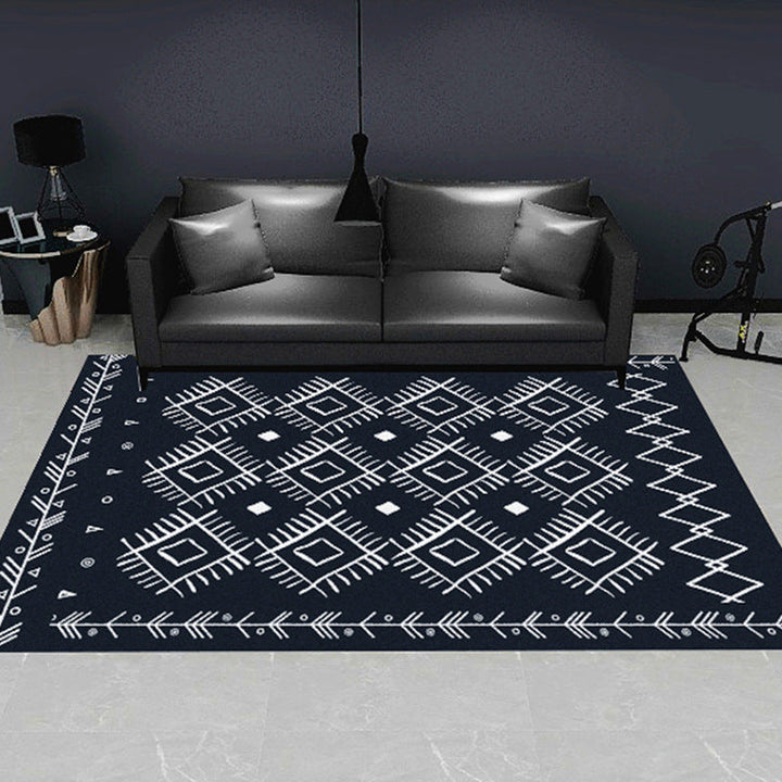 BowLift | Modern geometric patterned rug multicolored polyester carpet anti-slip backing pet-friendly indoor rug for living room