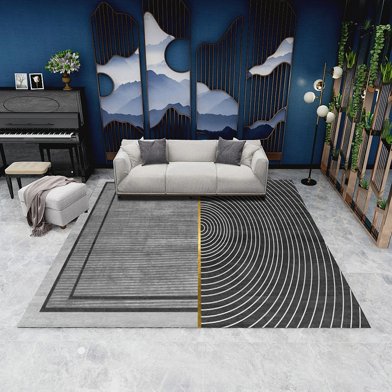 BowLift | Modern geometric patterned rug multicolored polyester carpet anti-slip backing pet-friendly indoor rug for living room
