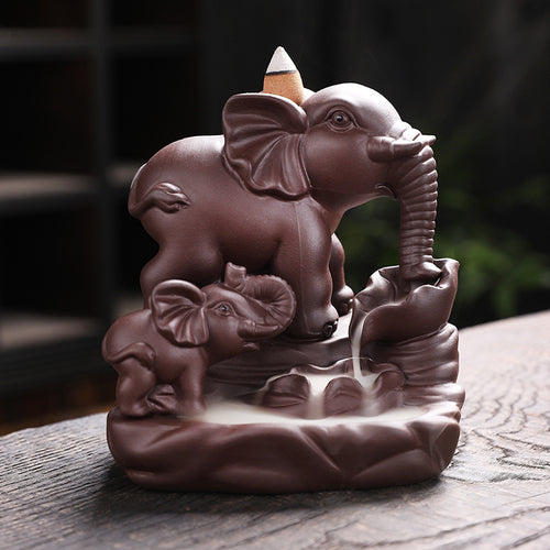 Elephant Theme Decorative Waterfall Incense Holder