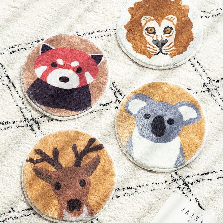 Round microfiber coasters with cute animal motifs and non-slip backing Bowlift
