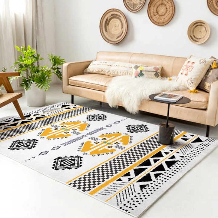 BowLift | Native American Line Print Rug Multicolor Polypropylene Rug Pet Friendly Non-Slip Back Machine Washable Rug for Living Room