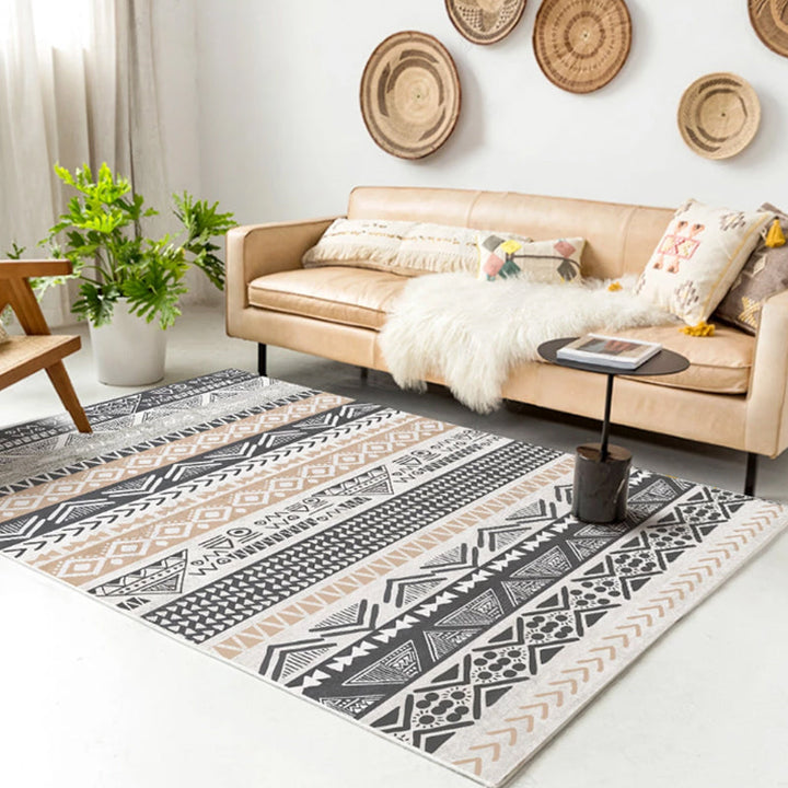 BowLift | Native American Line Print Rug Multicolor Polypropylene Rug Pet Friendly Non-Slip Back Machine Washable Rug for Living Room